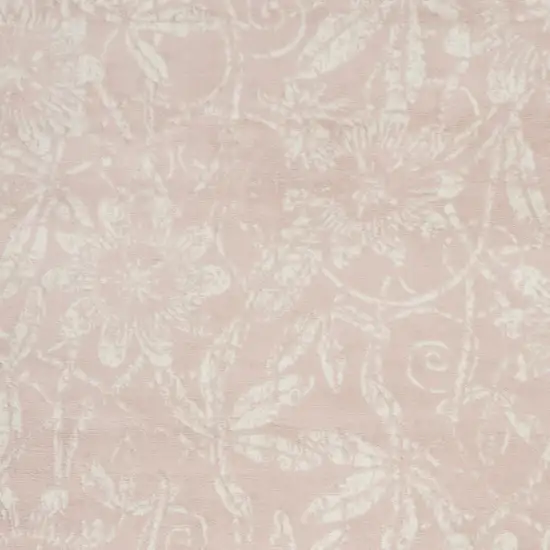 Pink and Ivory Floral Distressed Area Rug Photo 5