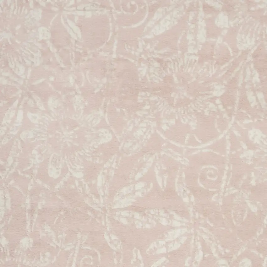 Pink and Ivory Floral Distressed Area Rug Photo 5