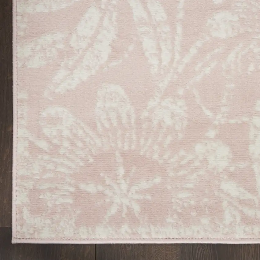 Pink and Ivory Floral Distressed Area Rug Photo 9