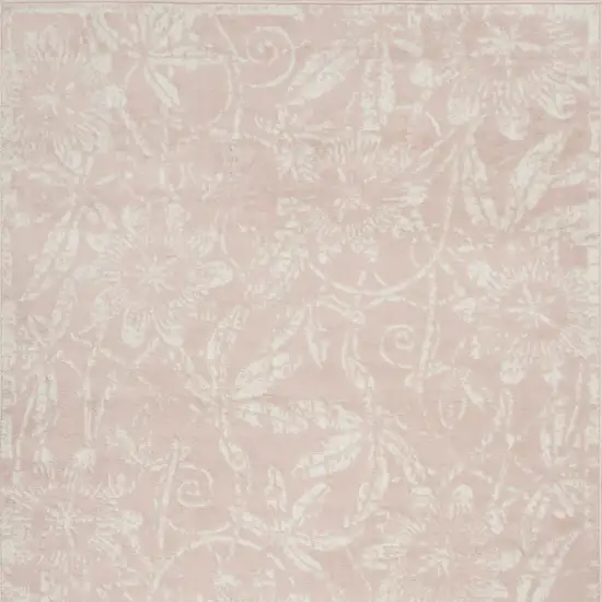 Pink and Ivory Floral Distressed Area Rug Photo 6