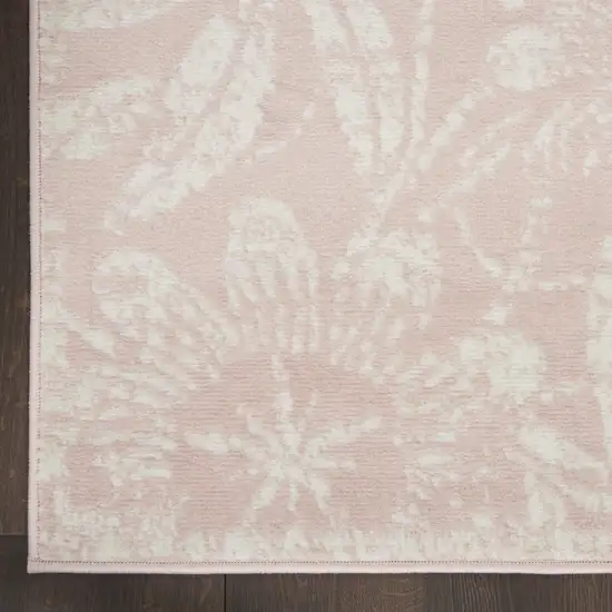 Pink and Ivory Floral Distressed Area Rug Photo 7