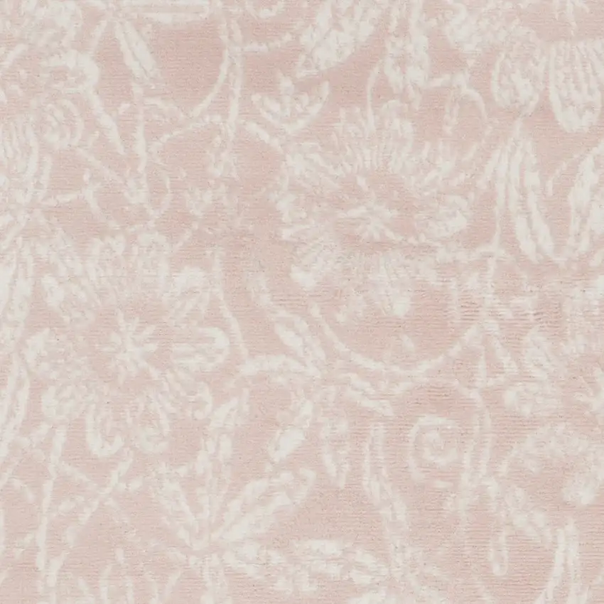 Pink and Ivory Floral Distressed Area Rug Photo 5