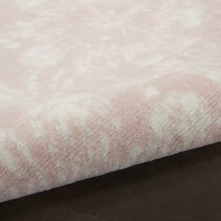 Pink and Ivory Floral Distressed Non Skid Area Rug Photo 7