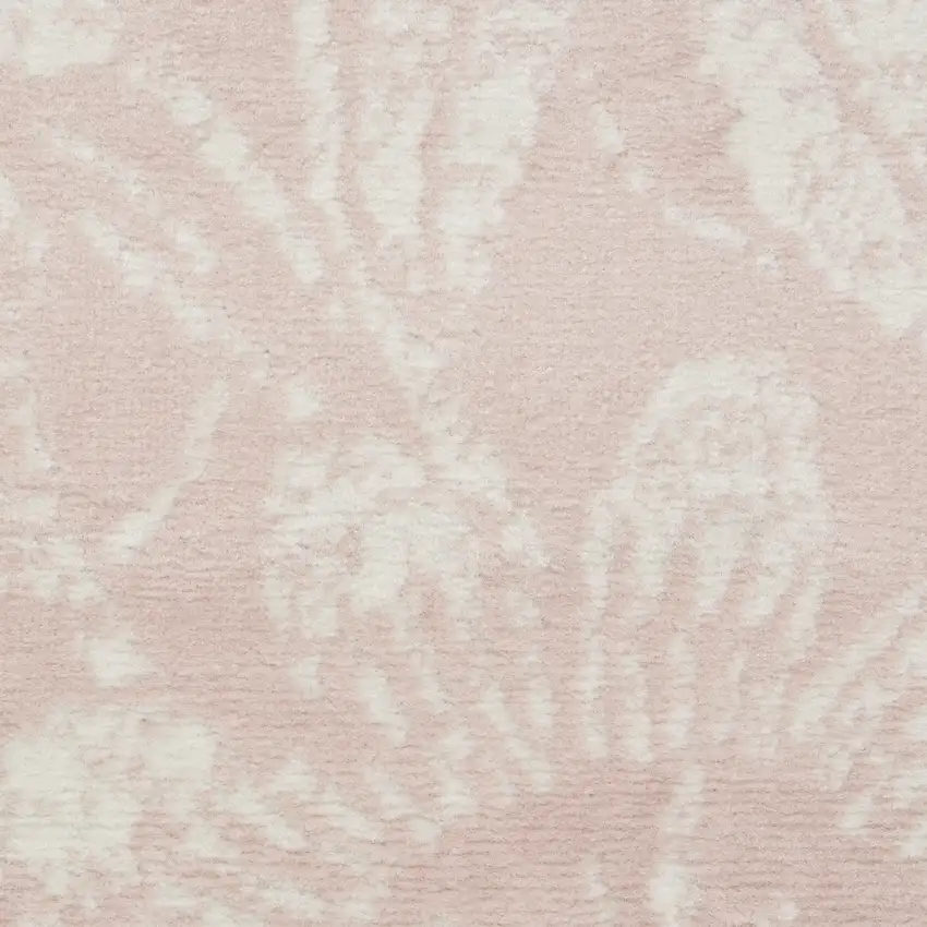 Pink and Ivory Floral Distressed Non Skid Area Rug Photo 4