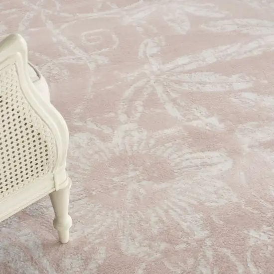 Pink and Ivory Floral Distressed Non Skid Area Rug Photo 9