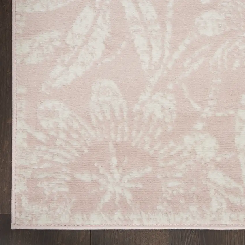 Pink and Ivory Floral Distressed Non Skid Area Rug Photo 4