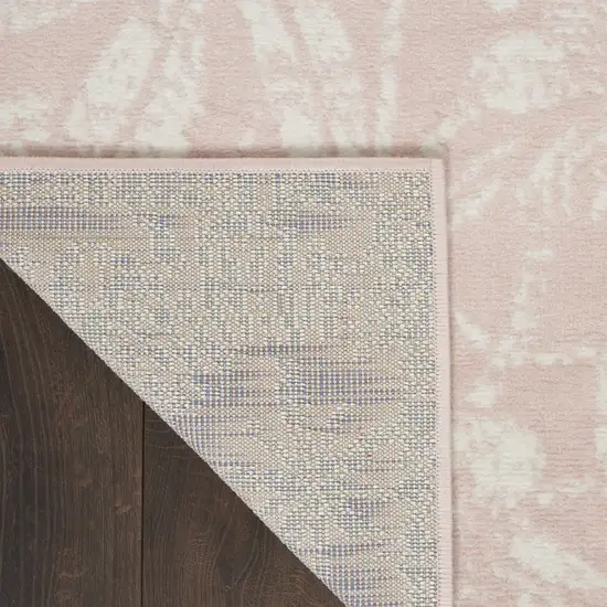 Pink and Ivory Floral Distressed Non Skid Area Rug Photo 9