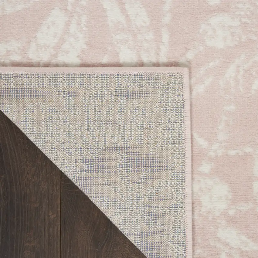 Pink and Ivory Floral Distressed Non Skid Area Rug Photo 9