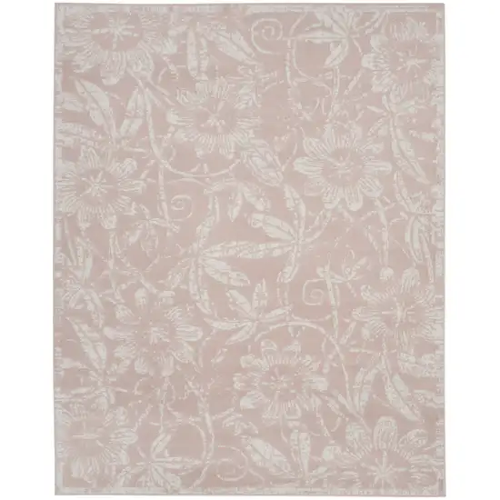 Pink and Ivory Floral Distressed Non Skid Area Rug Photo 1