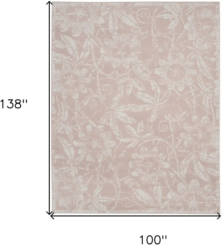 Pink and Ivory Floral Distressed Non Skid Area Rug Photo 3