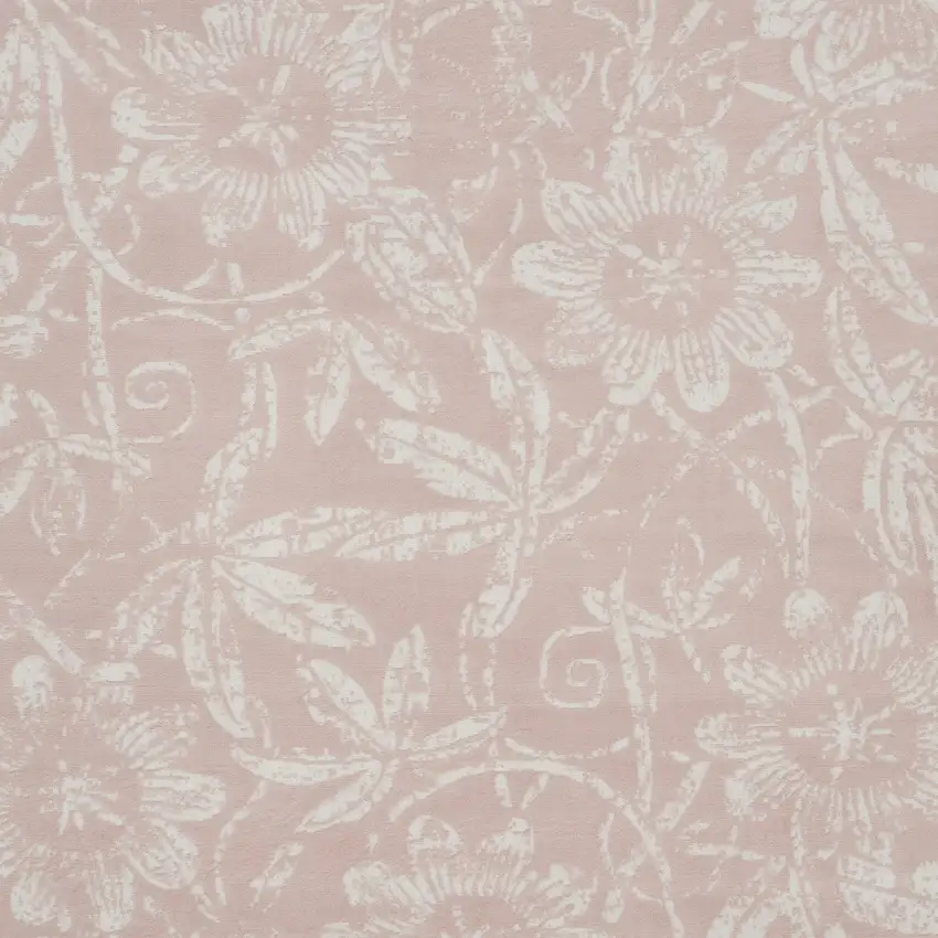 Pink and Ivory Floral Distressed Non Skid Area Rug Photo 5