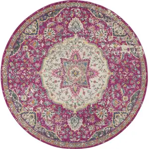 Photo of Pink and Ivory Medallion Area Rug