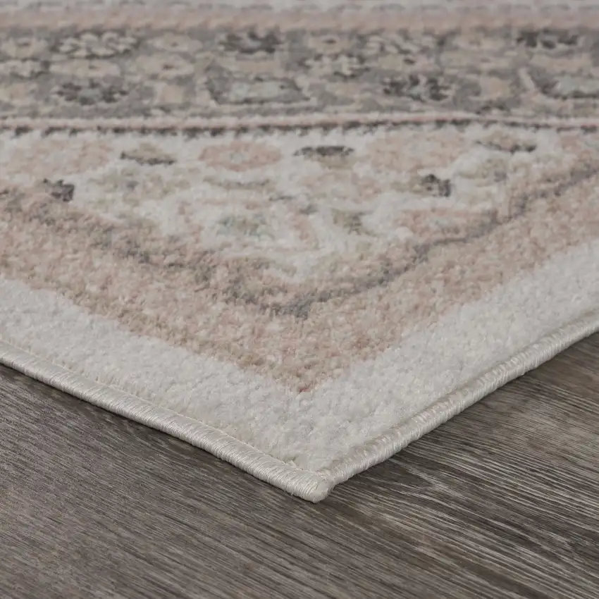Pink and Ivory Medallion Area Rug Photo 9