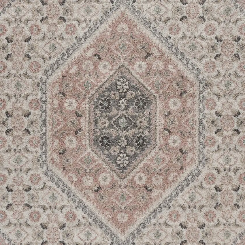 Pink and Ivory Medallion Area Rug Photo 8