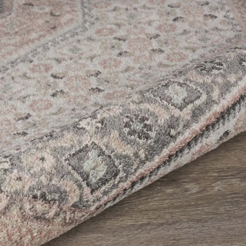 Pink and Ivory Medallion Area Rug Photo 6
