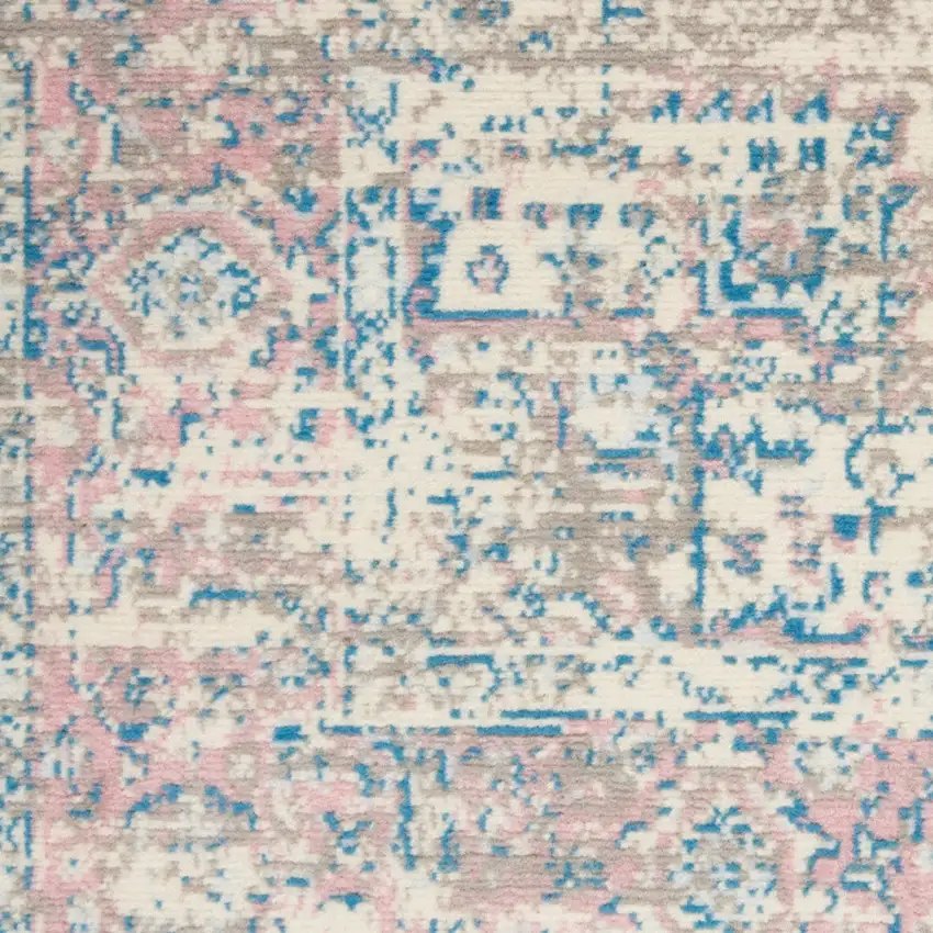 Pink and Ivory Medallion Power Loom Area Rug Photo 4