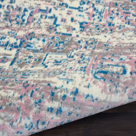 12' Pink And Ivory Medallion Runner Rug Photo 8