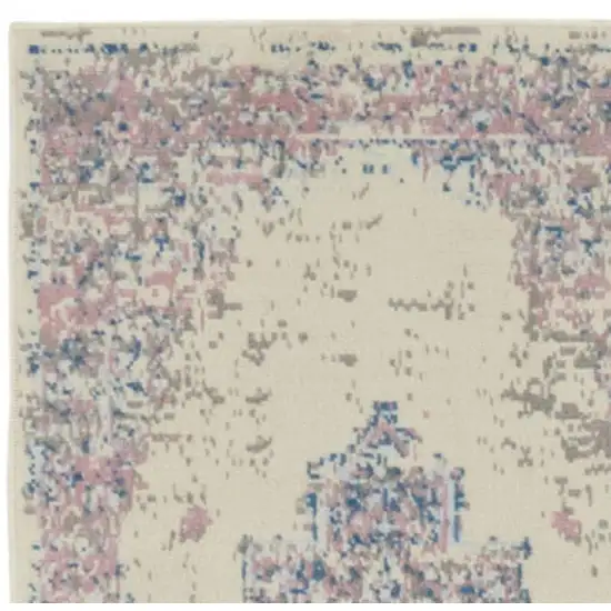 10' Pink And Ivory Medallion Runner Rug Photo 1