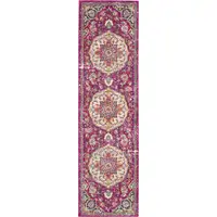 Photo of Pink and Ivory Medallion Runner Rug