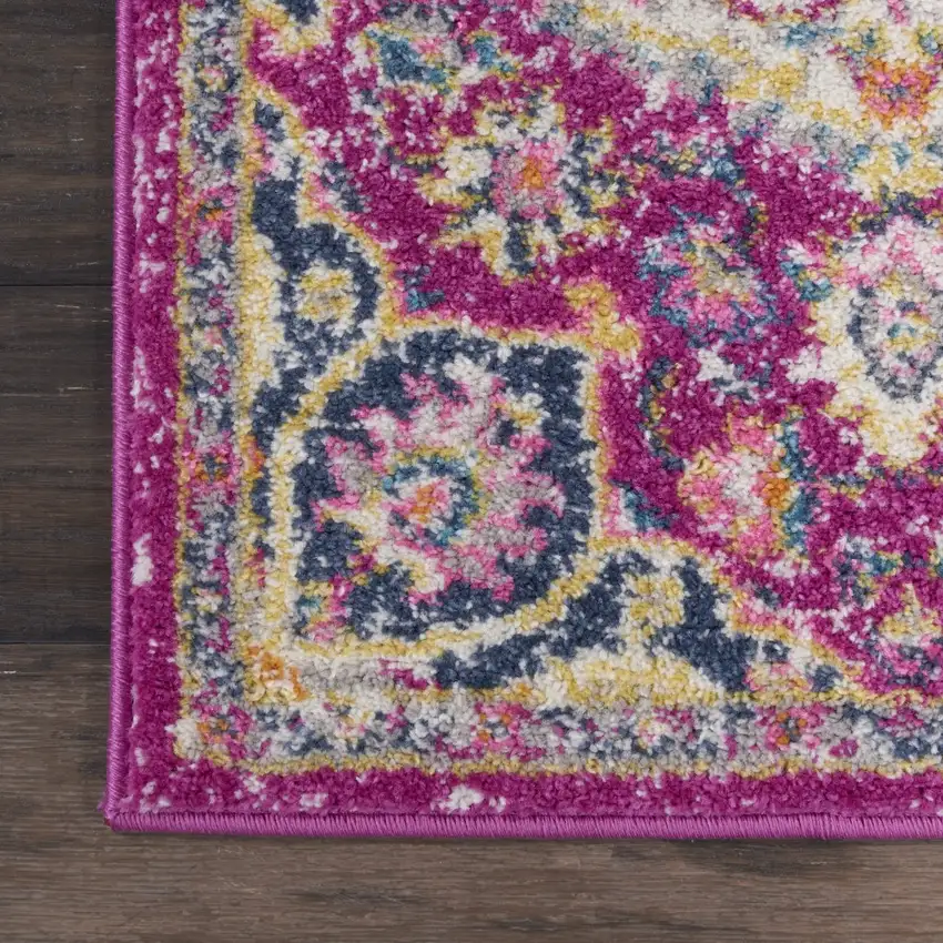 Pink and Ivory Medallion Scatter Rug Photo 4