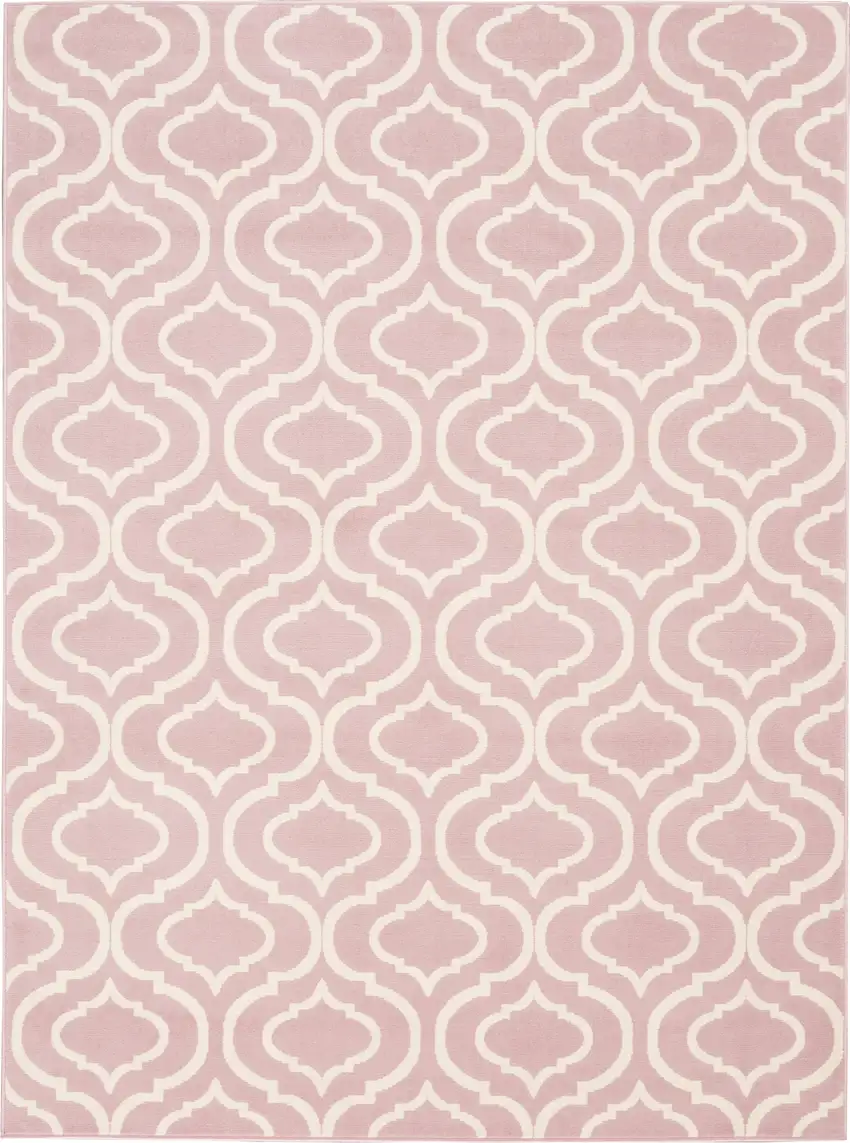 Pink and Ivory Moroccan Power Loom Area Rug Photo 2