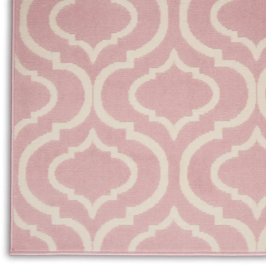 Pink and Ivory Moroccan Power Loom Area Rug Photo 8