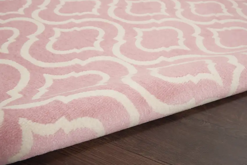 Pink and Ivory Moroccan Power Loom Area Rug Photo 6