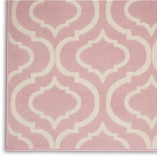 Pink and Ivory Moroccan Power Loom Area Rug Photo 8
