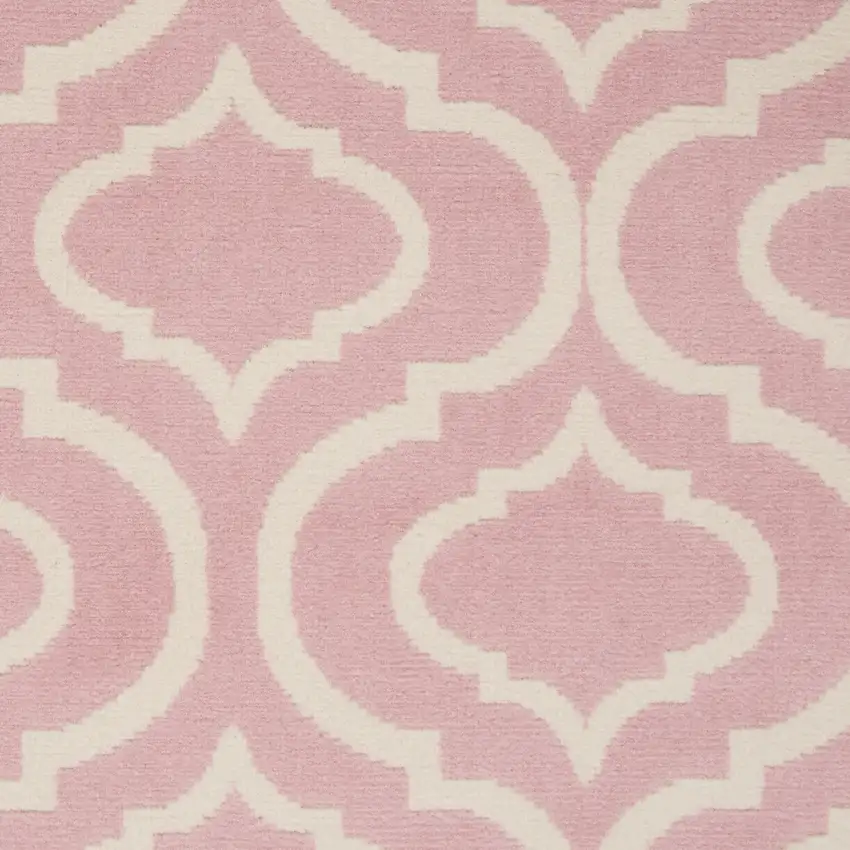 Pink and Ivory Moroccan Power Loom Area Rug Photo 3