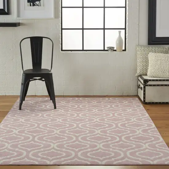 Pink and Ivory Moroccan Power Loom Area Rug Photo 5