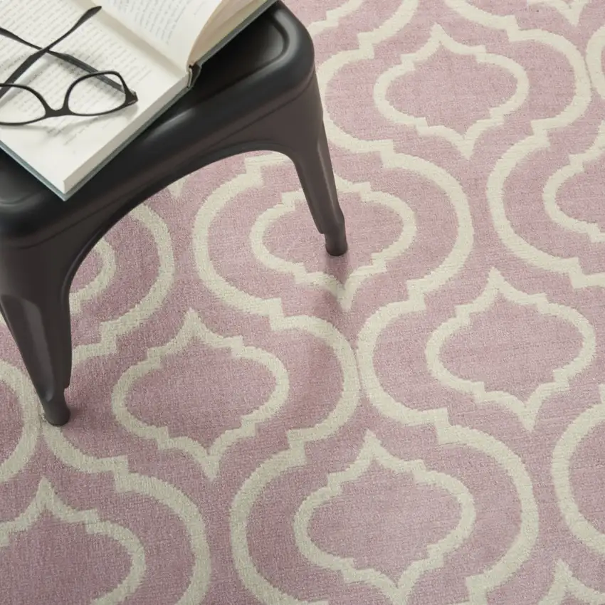 Pink and Ivory Moroccan Power Loom Area Rug Photo 9