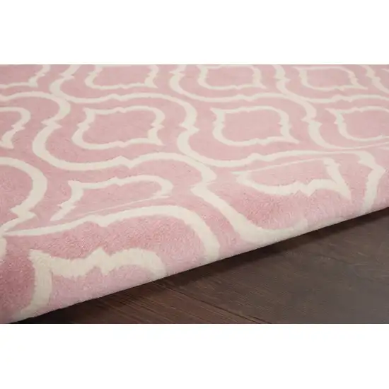 Pink and Ivory Moroccan Power Loom Area Rug Photo 9