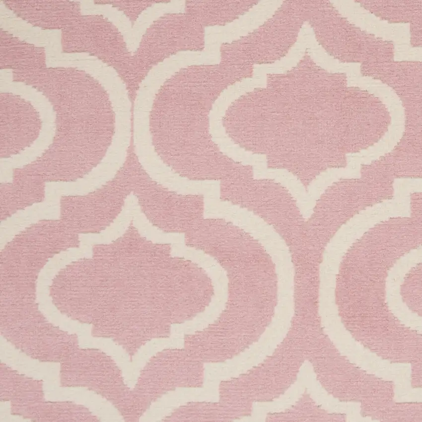 Pink and Ivory Moroccan Power Loom Area Rug Photo 4