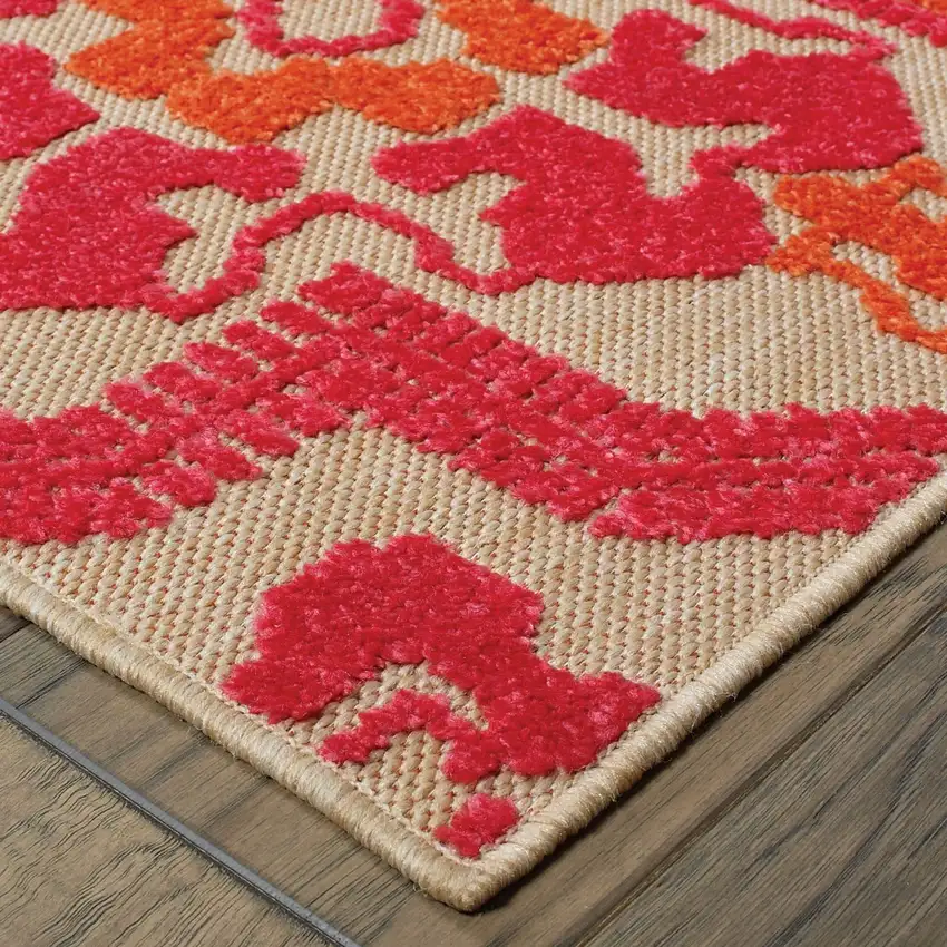 Pink and Orange Medallion Indoor Outdoor Area Rug Photo 2