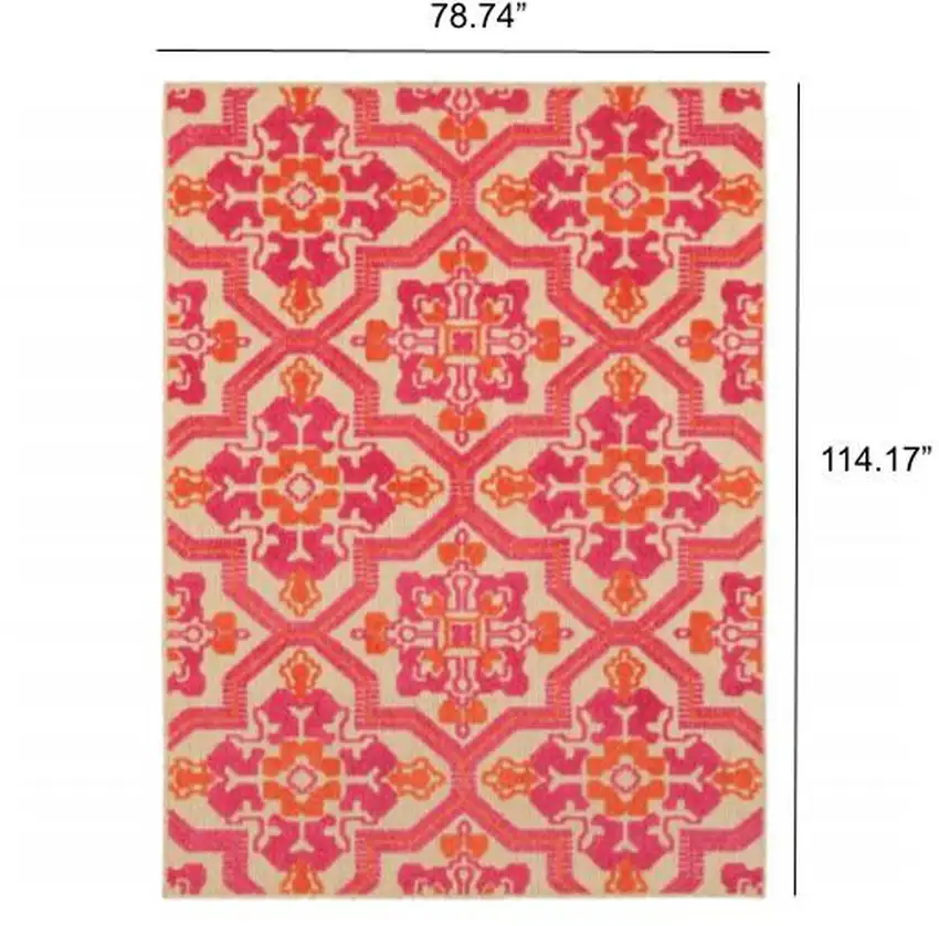 Pink and Orange Medallion Indoor Outdoor Area Rug Photo 5