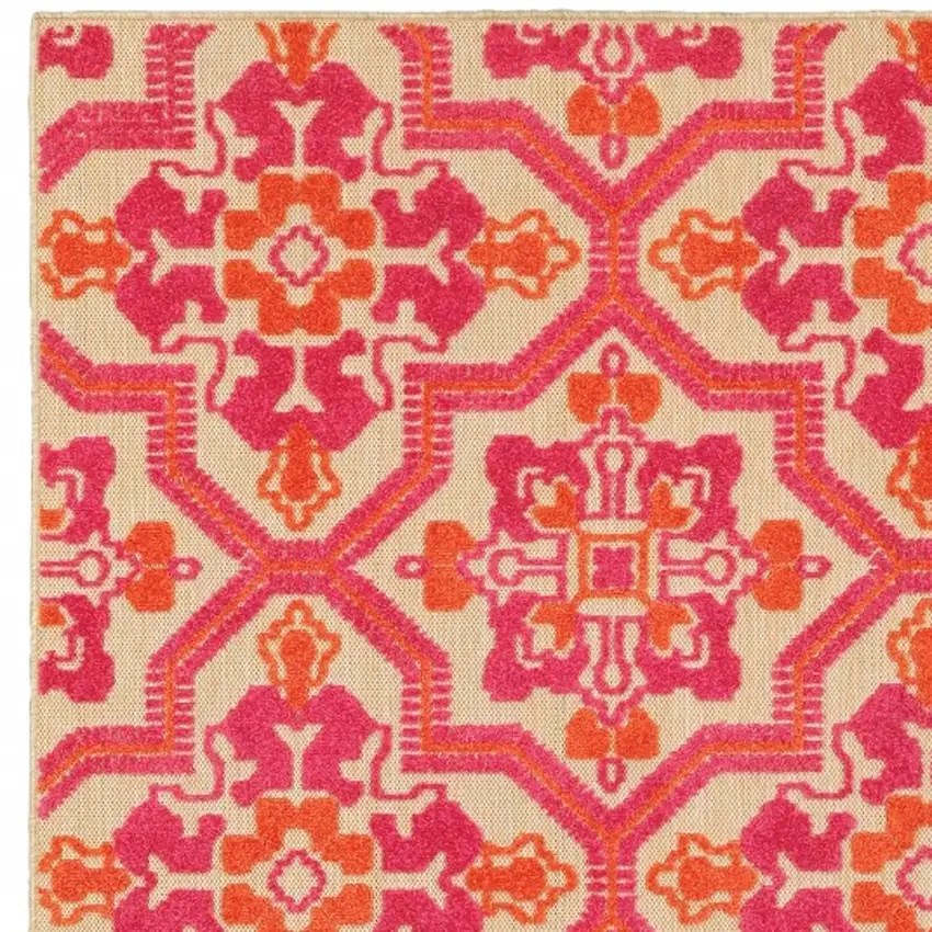Pink and Orange Moroccan Indoor Outdoor Area Rug Photo 3