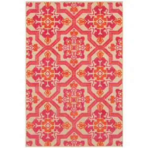 Photo of Pink and Orange Medallion Indoor Outdoor Area Rug