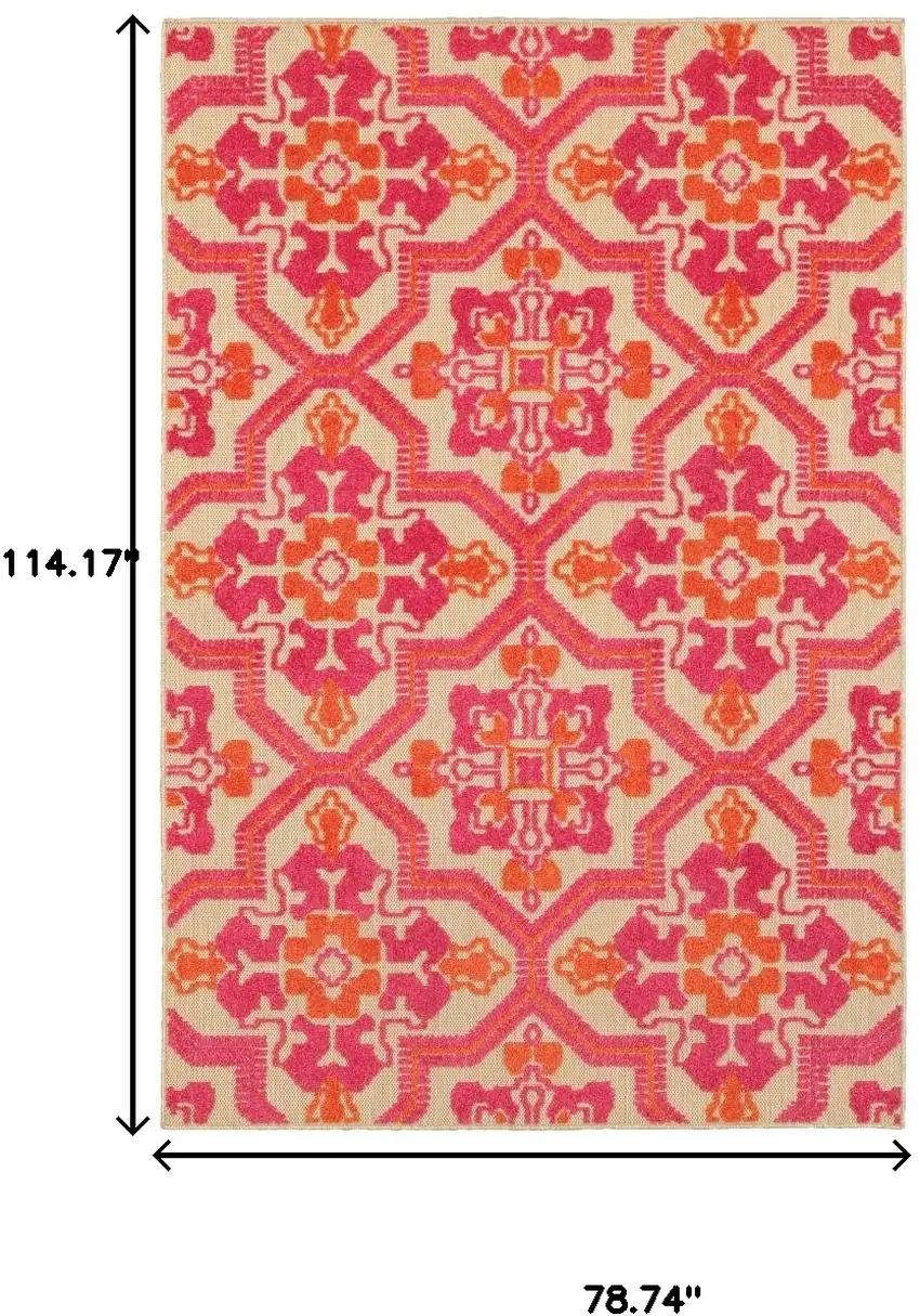 Pink and Orange Moroccan Indoor Outdoor Area Rug Photo 7