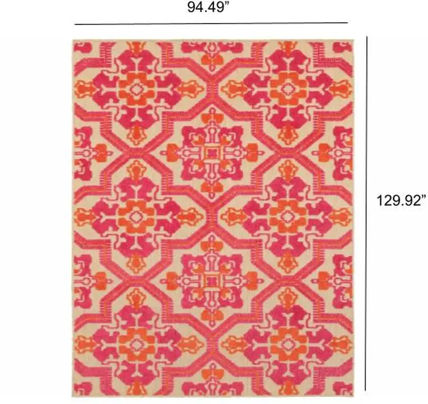 Pink and Orange Medallion Indoor Outdoor Area Rug Photo 5