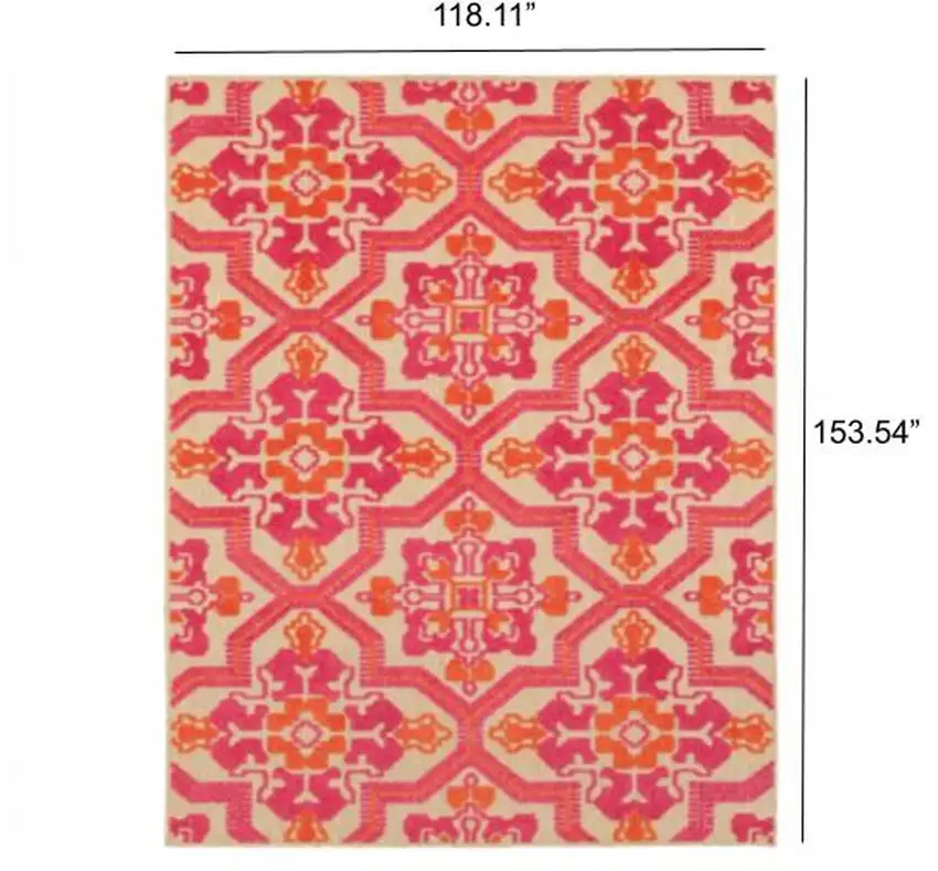 Pink and Orange Medallion Indoor Outdoor Area Rug Photo 5