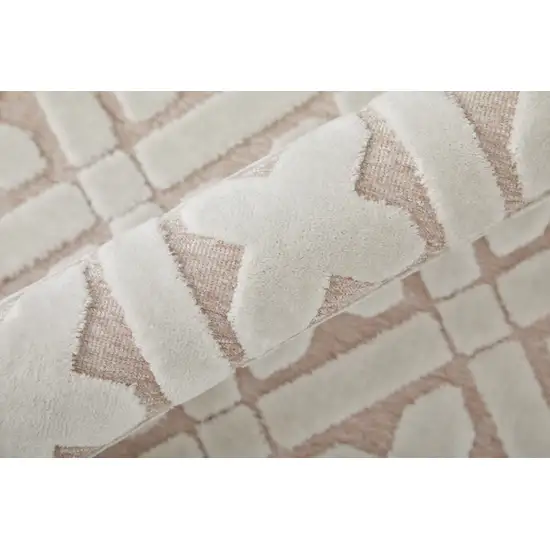 Pink and White Geometric Power Loom Area Rug Photo 9