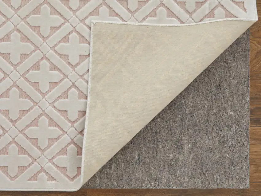Pink and White Geometric Power Loom Area Rug Photo 6