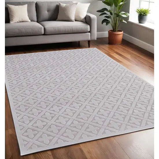 Pink and White Geometric Power Loom Area Rug Photo 1