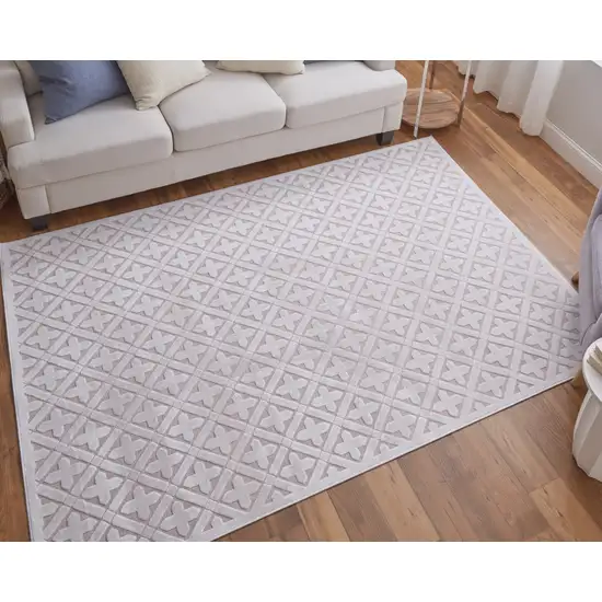 Pink and White Geometric Power Loom Area Rug Photo 5