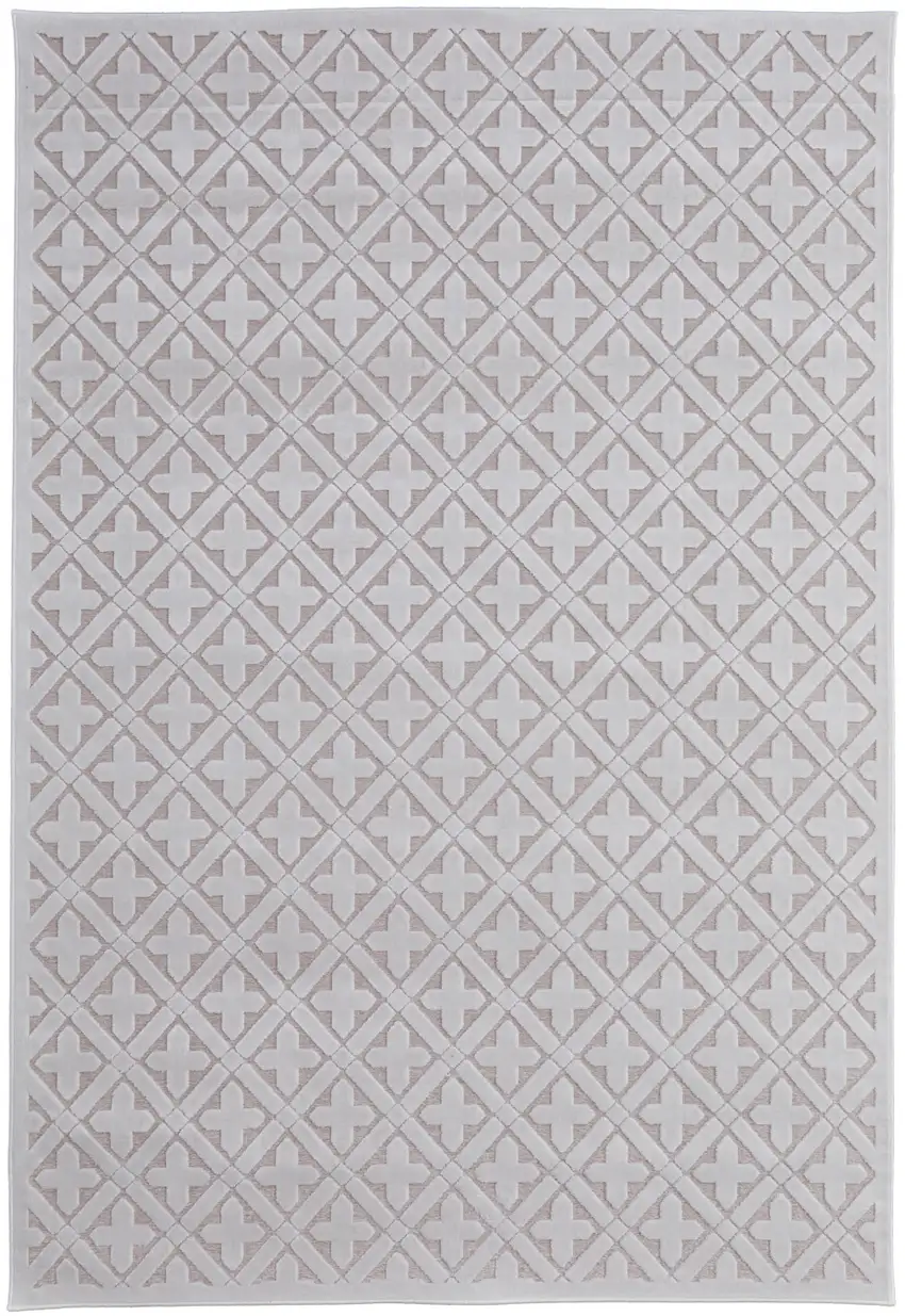 Pink and White Geometric Power Loom Area Rug Photo 2