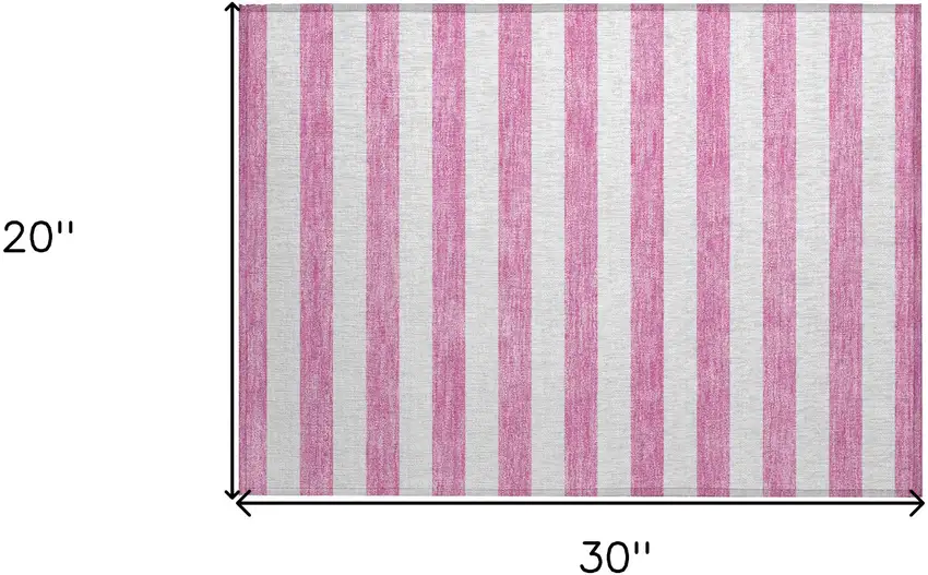 Pink and White Striped Washable Non Skid Indoor Outdoor Area Rug Photo 3