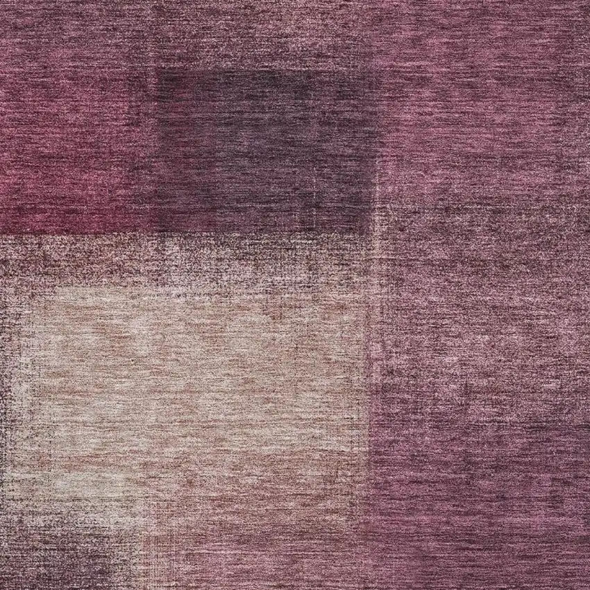 Plum And Beige Abstract Washable Area Rug With UV Protection Photo 4