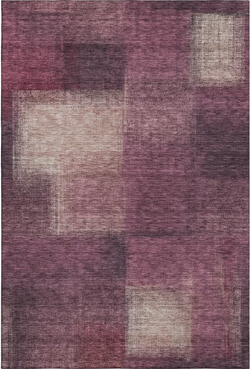 Plum And Beige Abstract Washable Area Rug With UV Protection Photo 7