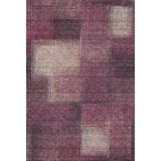 Plum And Beige Abstract Washable Area Rug With UV Protection Photo 7
