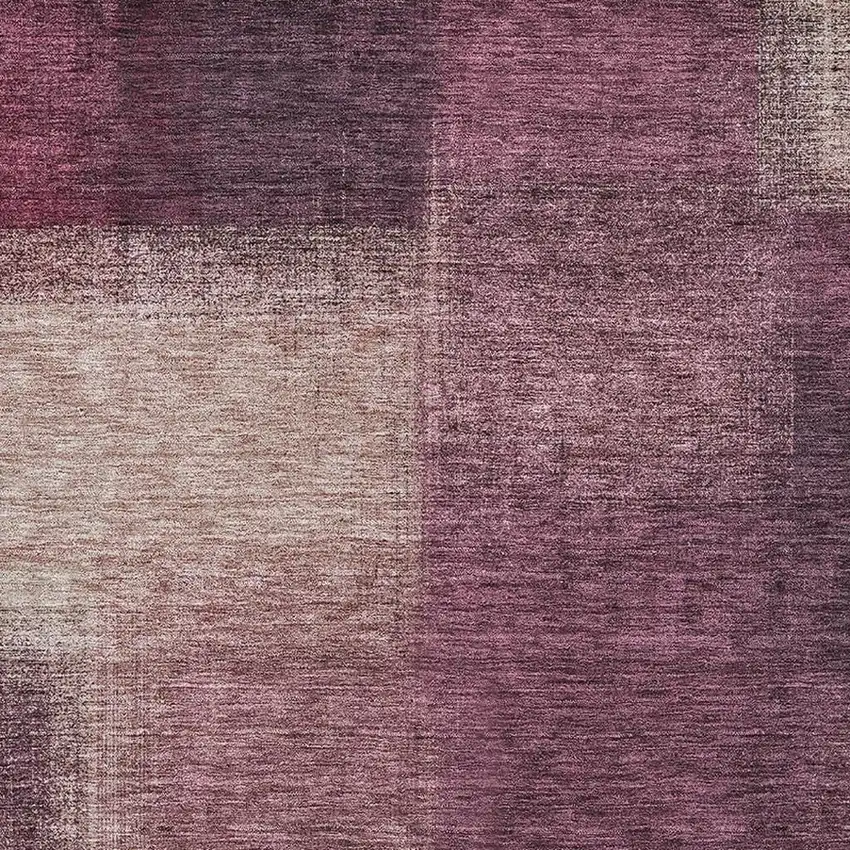 Plum And Beige Abstract Washable Area Rug With UV Protection Photo 3
